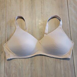 Jockey~Smooth & Sleek Wirefree Molded Bra 42C Light Beige‎ Back Close 2354